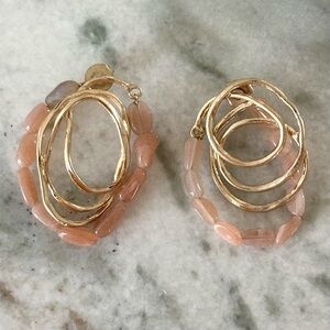 ASOS Gold Multi Layer Hoop & Pink Beaded Post Earrings